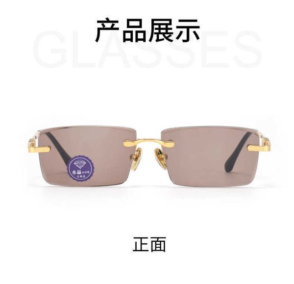 

suni donghai frameless trimmed crystal sunglasses stone glasses, White;black