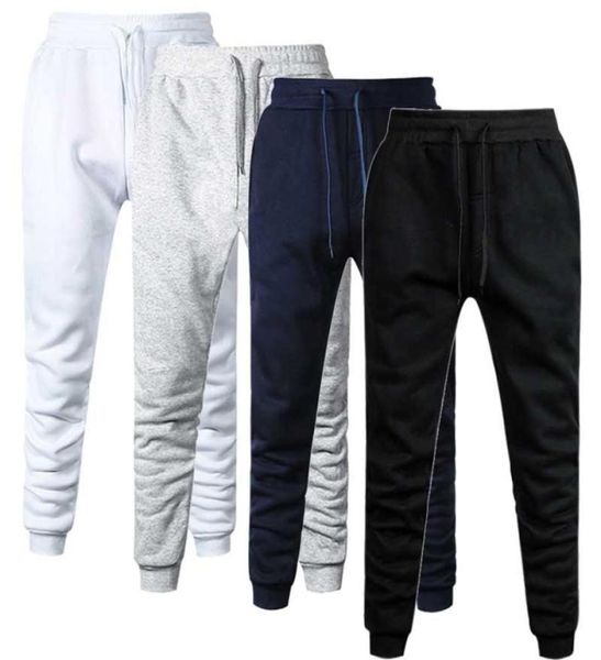 

men cotton fleece joggers gyms pants spring autumn winter male casual elastic fitness baggy trousers mens sweatpants2409111, Black