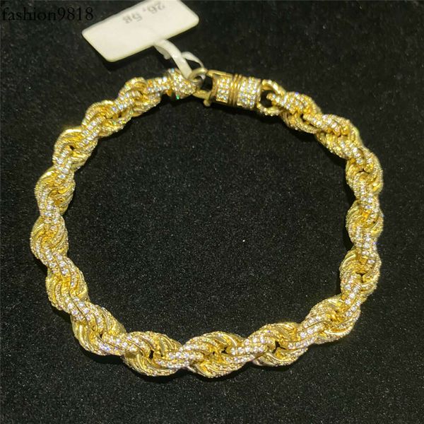

pass diamond tester 12mm full moissanite men's cuban chain necklace sier vvs moissanite diamond chain cuban link rope chain, Silver