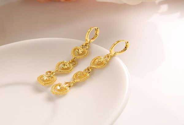 

14 k solid yellow gold filled earrings 3 heart connect lengthening women great love trendy fashion jewelry african middle eastern 1597517, Silver