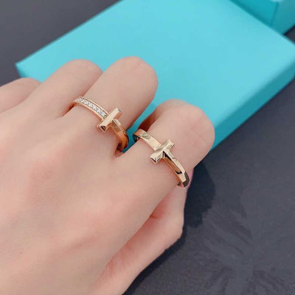 

high-end t1 ring cold and elegant style male female couple pair small plain with diamonds twin t925 sterling silver fashion personality, Golden;silver