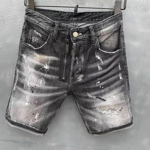 

2021 italian european and american fashion men's casual jean shorts high-grade washing pure hand grinding quality optimiza2525, Blue