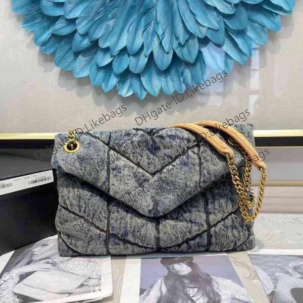 

loulou puffer denim shoulder bag handbag purse luxury designer tote bags women cowboy messanger flaps crossbody clutch heave gold chain detc