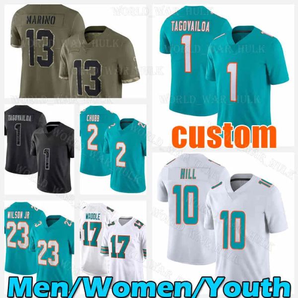 

10 tyreek hill jersey 1 tua tagovailoa football 2 bradley chubb 23 jeff wilson jr. 17 jaylen waddle dan marino miamis jevon holland xavien h, Black;red