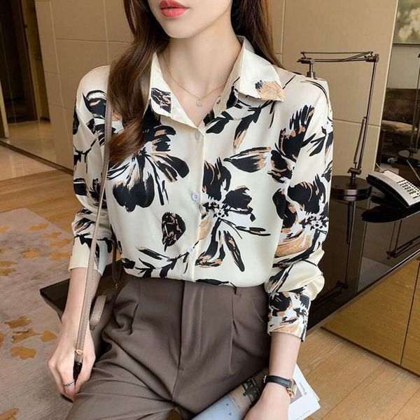

womens shirt ink painting print commuter t early autumn long sleeve, White
