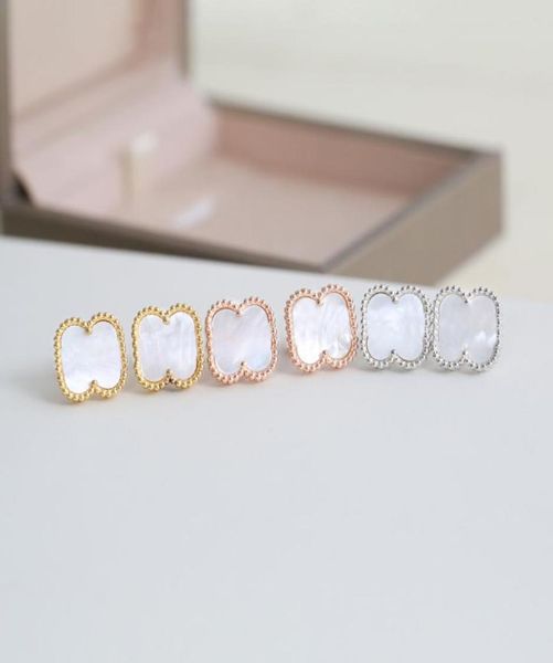 

luxury designer stud earrings clover love women classic charm jewelry couple gift pendant screw party wedding5568508, Golden;silver