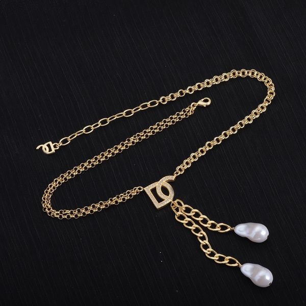 

gold designer necklace pendant pearl necklace alphabet jewelry wedding gift no box, Silver