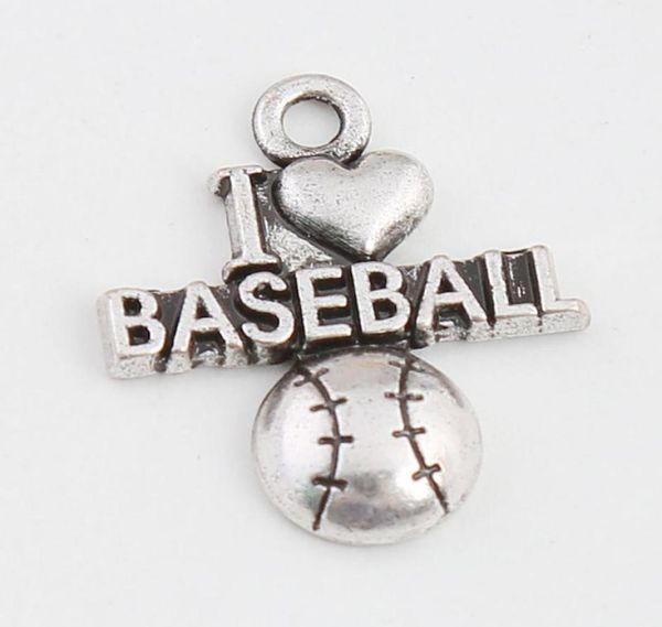 

fashion i love baseball vintage alloy charms antique silver plating sport letter charms aac9556327838, Bronze;silver
