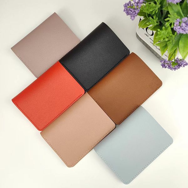 

solid color glossy small wallet for women short simple women's purse with buttons driver's license credit card card bag, Red;black