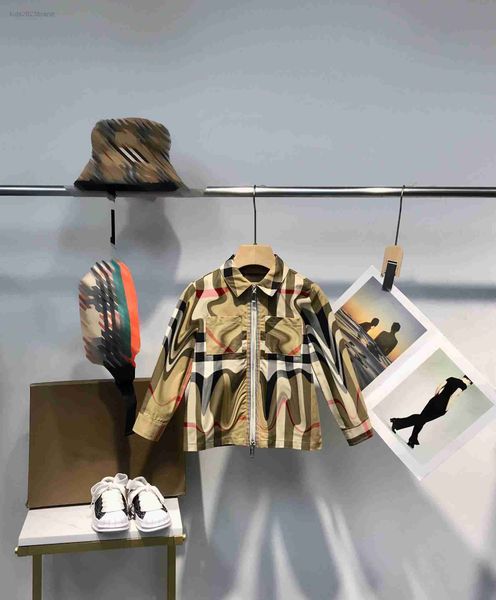 

designer kids coats double chest pocket decoration child lapel jacket size 100-150 cm fashion long sleeved baby outwear aug09, Blue;gray