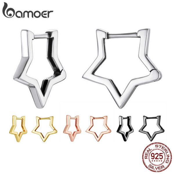 

bamoer 925 sterling silver starlike earrings star shape ear buckle minimalist daily for women fashion jewelry sce1136