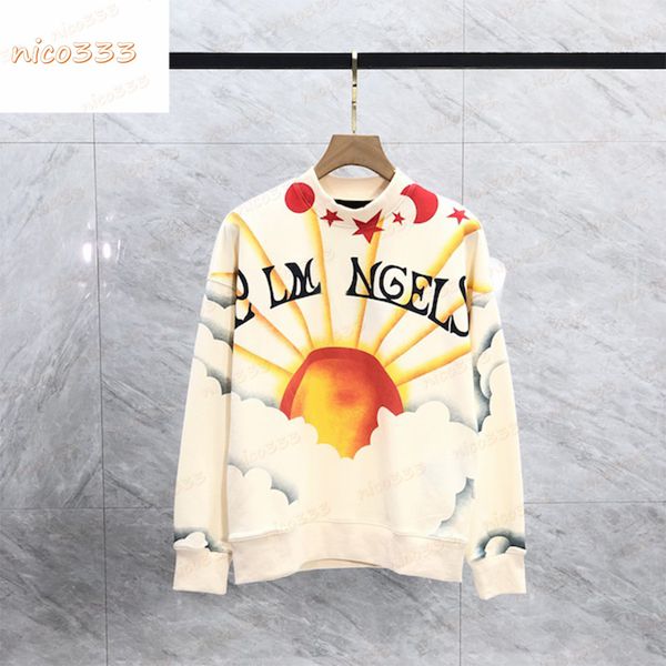 

23ss new tie dye gradient sunrise letters printed round neck loose cotton casual large size men and women hundred sweatshirt, Black