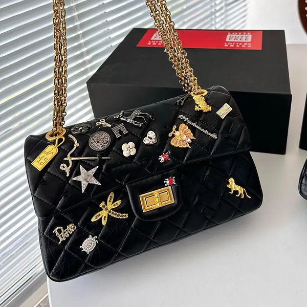 

classic luxury designer 2.55 badge clamshell shoulder bag 7a quality classic quilted women's leather black crossbody bag stylish women&