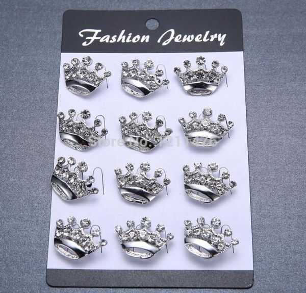 

fashion mini brooch pins crown shape brooches for lady alloy brooches 12pcslot fbr0023196839, Gray