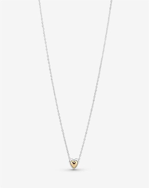 

high polish 100 925 sterling silver domed golden heart collier necklace fashion wedding jewelry making for women gifts241u5876401