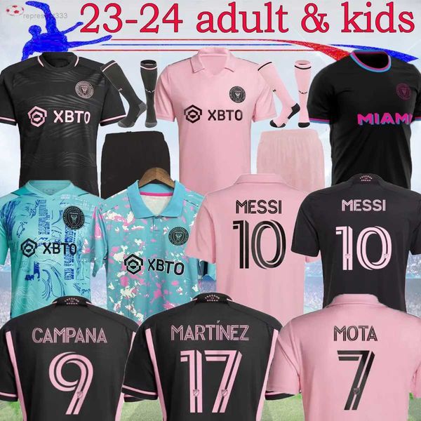 

2023 2024 inter miami soccer jerseys cf messis matuidi higuain campana yedlin beckham 23 24 football men kids fans version mlss shirt kits c, White;black