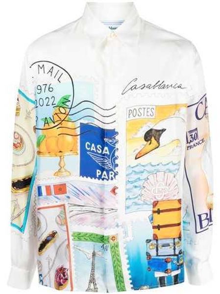 

casablanca style shirt morocco poster loose men's and women's versatile fashion long sleeves casablanc, White;black