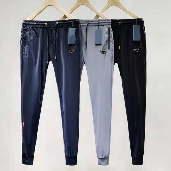 

summer fashion casual mens pants comfortable and breathable high elastic ice silk trousers fitness running wear1e672fpm, Black