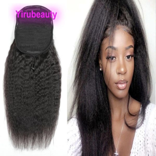 

pontails brazilian virgin hair kinky straight 100g malaysian indian peruvian 100 human hair extensions kinky straight ponytails 82641550, Black