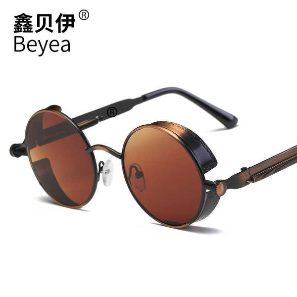 

steampunk new round glasses fashion sunglasses for men and women, White;black