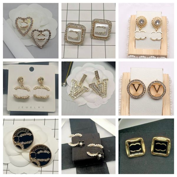 

classic fashion designer earrings brand letter square stud earrings wedding party gift fashion women jewelry 20style, Golden;silver