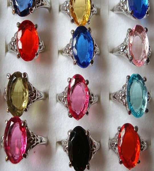 

christmas gift jewelry big rhinestone crystal ziron silver rings bulk mix 1617mm 50pcs4392725, Golden;silver
