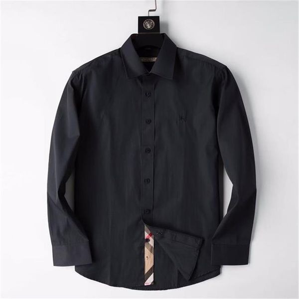 

2021 luxurys designers dress shirt menswear fashion society black men solid color business casual mens long sleeve -3xl#08312y, White;black