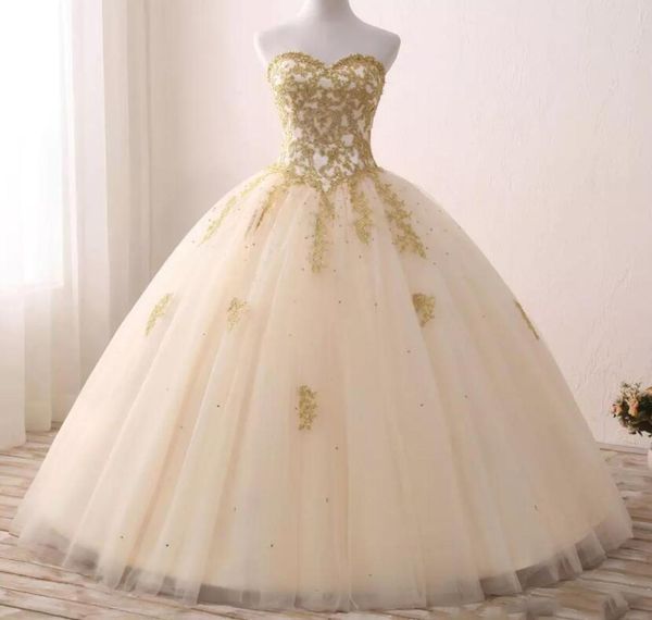 

2018 real images gold appliqued ball gown quinceanera dresses sweetheart tulle floor length sweet 16 dresses party dress8487740, Blue;red