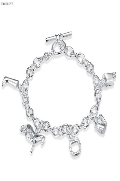 

fashion 925 silver horseshoe pendant charm bracelet party style christmas gift jewelry 6063522, Golden;silver