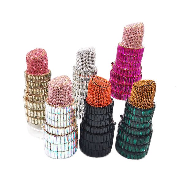 

evening bags est lipstick clutch bags hollow out crystal party purse women wedding bridal handbags gold pink diamond evening bags sm105 2308