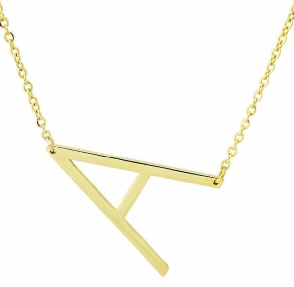 

pendant necklaces fashion letter pendants alfabet initial ag necklace gold colorstainless steel choker women jewelry88420432922980, Silver