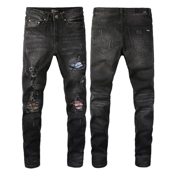 

new jeans arrivals mens luxury designer denim jeans pants holes trousers biker men's clothing 2022 sell322y, Blue