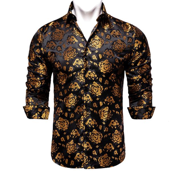 

men's casual shirts luxury gold floral black clothing purple red blue social tuxedo dress dibangu 230201311p, White;black