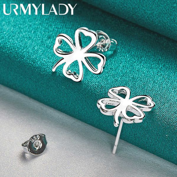 

urmylady 925 sterling silver four leaf clover stud earrings for women fashion wedding engagement jewelry