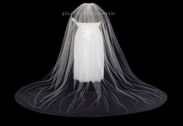 

new sell 3m rhinestones cut edge cathedral white ivory wedding veil bridal veils with comb 1t8604966, Black