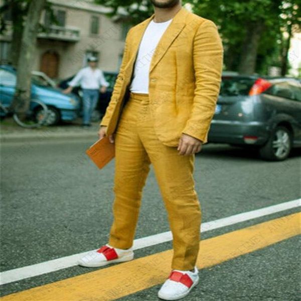 

anniebritney summer gold linen wedding suits beach groom tuxedos bridegroom men suits man blazer costume casul suit for men149e, White;black