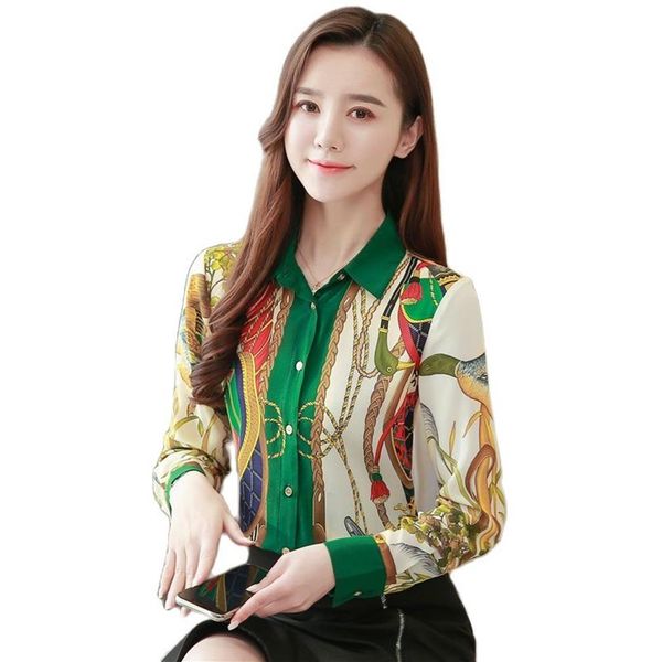 

vintage fashion printed silk shirts womens designer long sleeve runway casual blouses plus size elegant office ladies spring autum2536, White