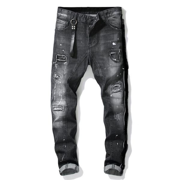 

mens luxury designer jeans denim black ripped pants the version fashion broken hole italy brand bike designerr5sf2870, Blue