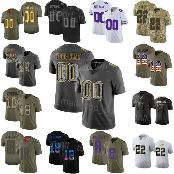 

men football 3 addison jerseys 8 kirk cousins 2 alexander mattison 5 jalen reagor 18 justin jefferson 32 ty chandler kj osborn tj hockenson, Black;red