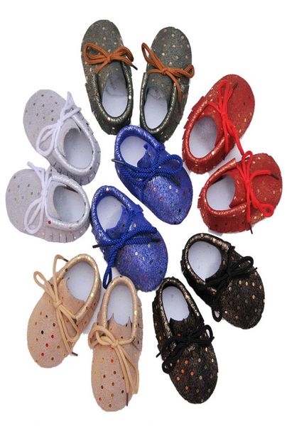 

baby moccasins genuine leather laceup shinning tassels dots infant shoes soft sole antislip baby prewalkers baby first walkers3616255