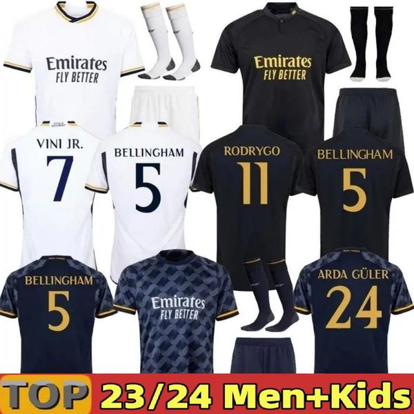 

2023 bellingham fans player soccer jerseys rodrgo camiseta football jerseys vini jr camavinga tchouameni football shirt kids real madrids ca, Black;yellow