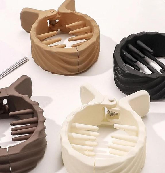 

korean style high ponytail hair claw for women girls small fresh sweet milk coffee color headwear frosted twill hairpin5381297, Slivery;white