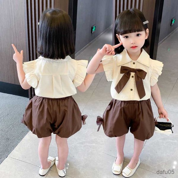 

clothing sets girls summer clothes big bow girls clothing vest short kids clothes girls casual style children tracksuit r230812, White