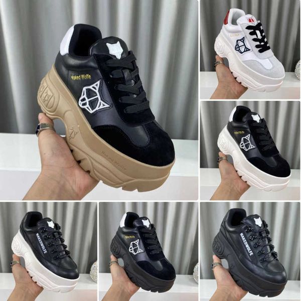 

warrior leather sneaker designer naked wolfe sneaker women platform platform shoes fashion breathable increase sporty sneaker size 35-40, Black