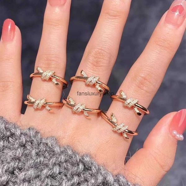 

rings designer jewelry tiffanyies knot 18k rose gold womens smooth surface mens ring gold/silvery/rose gold full brand as wedding christmas, Silver