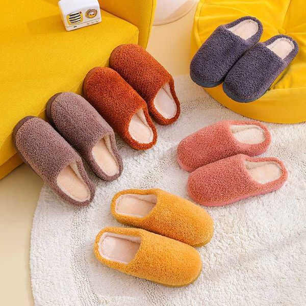 

slippers 2023 winter men indoor slippers for home floor shoes warm plus solid color autumn women slippers shoes soft pantuflas, Black