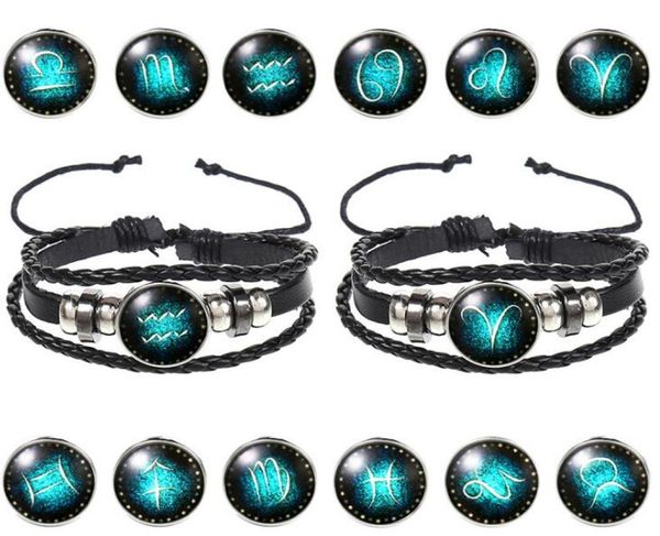 

new korean 12 constellations leather bracelet fashion creative zodiac bracelet 7671169, Golden;silver