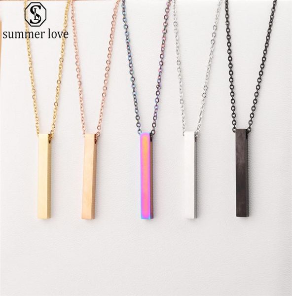 

2020 new colorful rectangle pendant necklace for women men trendy simple stainless steel chain necklace jewelry gift wholez5886141, Silver