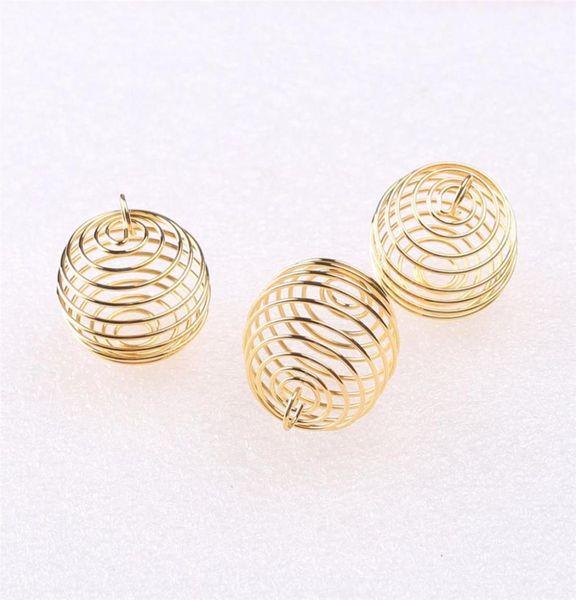 

100pcs diy gold spiral bead cages pendants jewelry findings handmade jewelry components charms 15x14mm25x20mm30x25mm27258168515142, Bronze;silver
