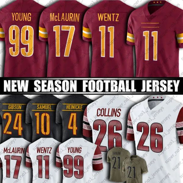

jahan dotson 11 carson wentz jersey football washingtons commanders terry mclaurin chase young landon collins jerseys curtis samuel jonathan, Black;red